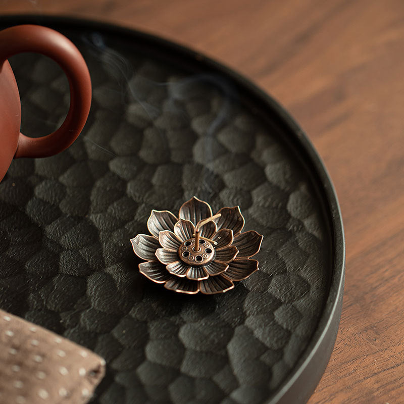 Handcrafted Alloy Lotus Incense Burner & Multi-Gauge Stick Coil Holder - Teaware Accessories