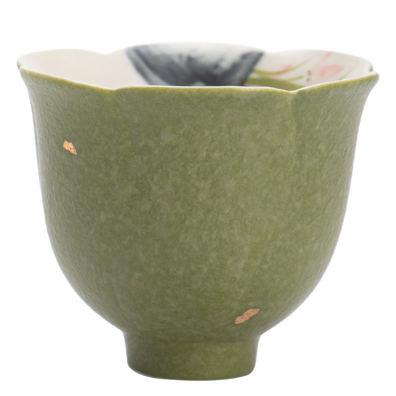 Authentic Rock Mineral White Celadon Gold-Splashed Flared Master Teacup - 80ml Gongfu Cup