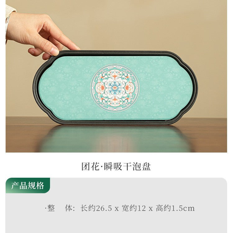 Authentic Vintage Chinese Ceramic Absorbent Dry-Brewing Tea Tray - 22cm Teaware Accessories
