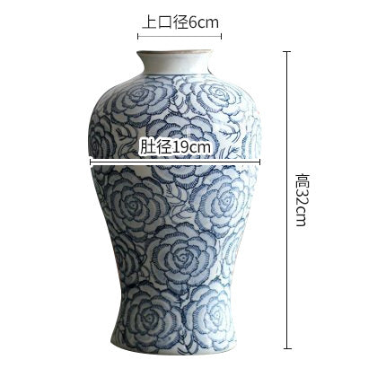 Dark blue and white Beauty Vase, 32 cm high