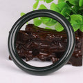Certified natural Xinjiang Hetian Qingyu dark green round bangle bracelet