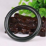 Certified Natural Xinjiang Hetian Qingyu Bangle – Deep Green Round Nephrite Bracelet, 54–61 mm