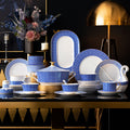 Dongli Youran cobalt blue geometric bone china dinnerware collection