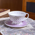 European palace feather-lattice high bone china coffee cup and saucer in blue and pink-purple gift box designs