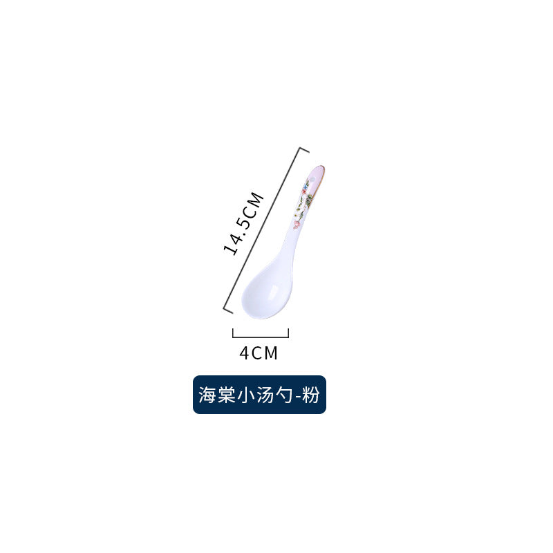 Floral bird bone china 14.5 cm small soup spoon pink pattern