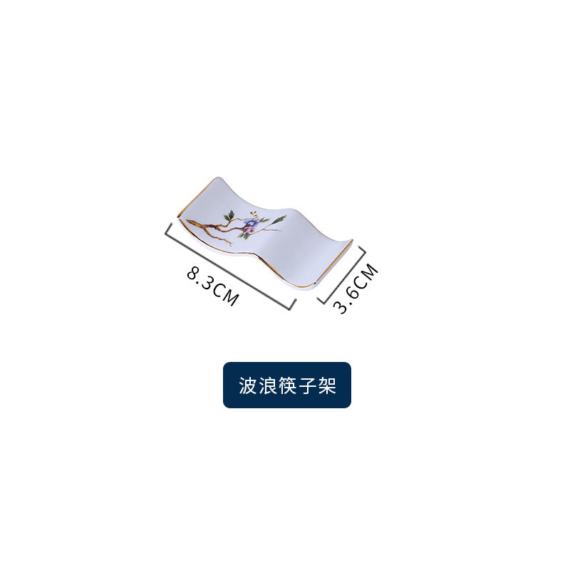 Floral bird tableware wave-shaped chopstick rest