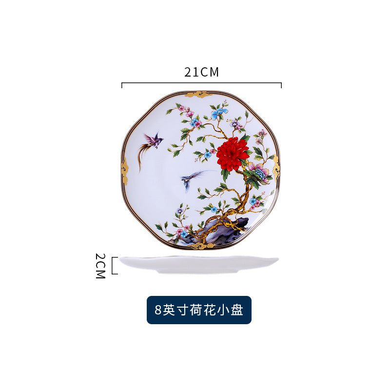 Floral bird bone china 8-inch small plate 21 cm