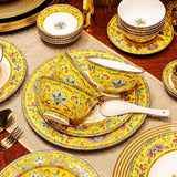 Fuguitang Yellow Falangcai 42-Piece Luxury Porcelain Dinnerware Set – 6-Person Imperial Floral Tableware