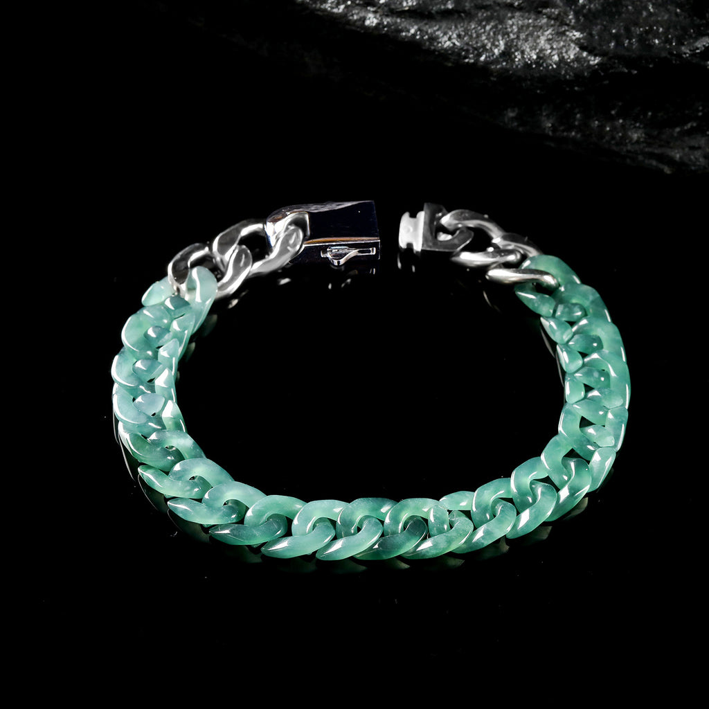 Natural blue water jadeite link bracelet premium statement jewelry