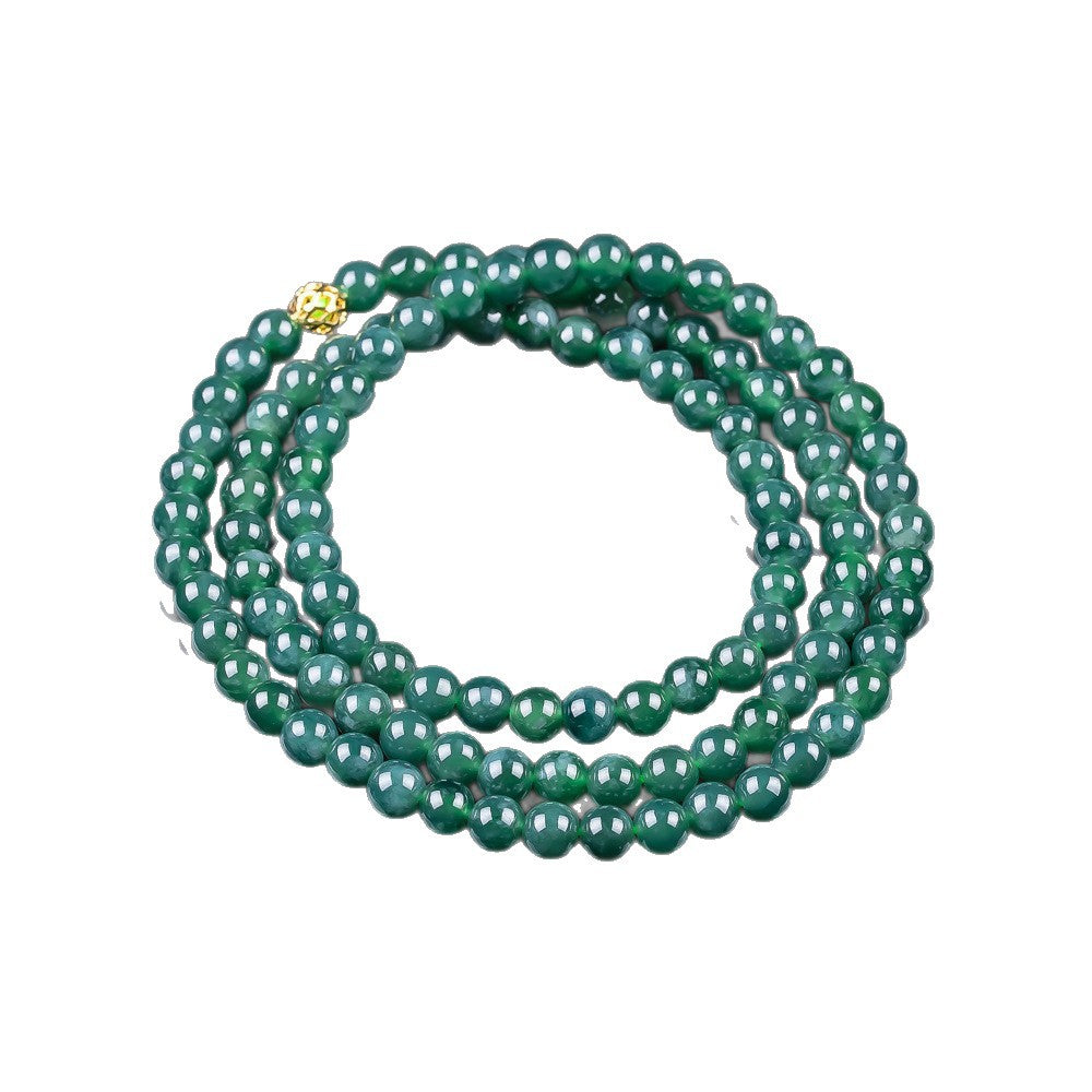 Certified natural jadeite 108 bead necklace deep green polished finish