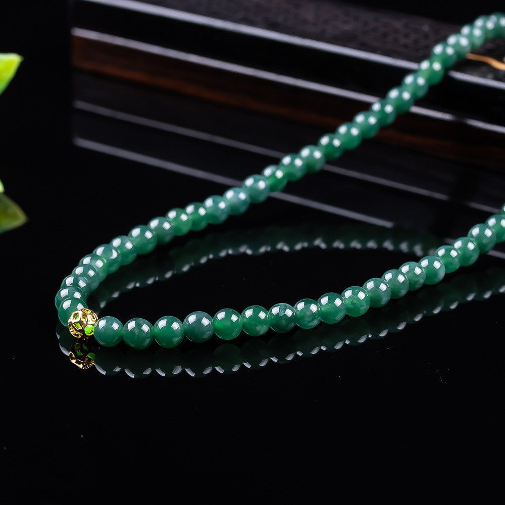 A-grade green jadeite 108 bead long necklace premium Chinese jewelry
