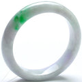 Certified Grade A Burmese jadeite bangle with icy glutinous base and floating green pattern