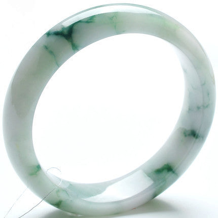 Certified natural jadeite bangle icy glutinous texture and vivid floating green pattern