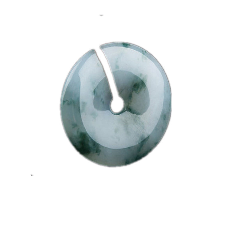 Certified Grade A Burmese jadeite peace buckle pendant with icy green floating-flower pattern