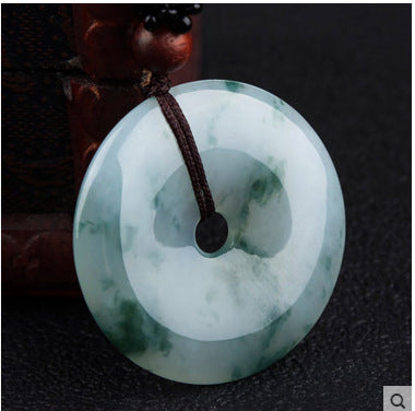 Luxury certified jadeite peace buckle pendant with natural green pattern