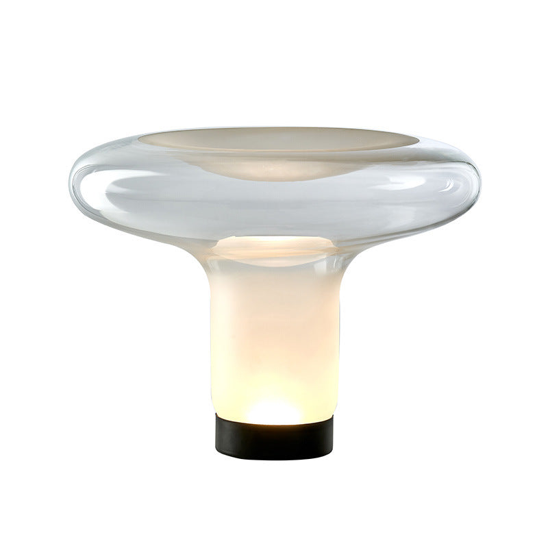 Clear glass halo table lamp, front product view