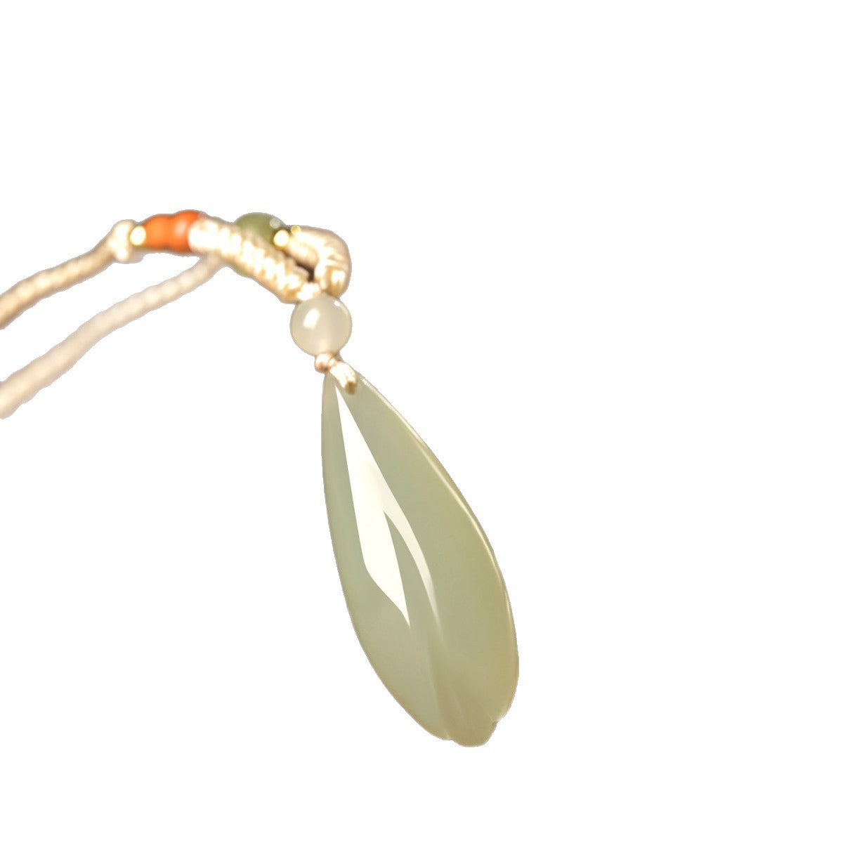 Qing Shui Hetian jade magnolia pendant polished petal carving close-up