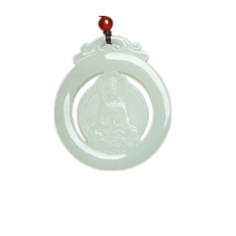 White Hetian jade rotating Guanyin pendant clean product view