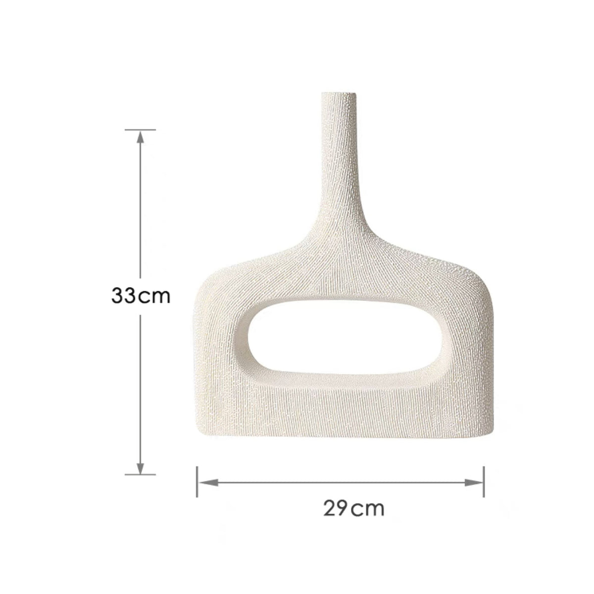 White low hollow geometric ceramic vase, 33 x 29 cm