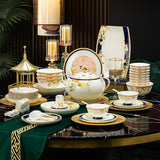 Hua Niao Tu 花鸟图 Floral Bird Bone China Dinnerware Set – 40 & 70-Piece Luxury Gift Box Collections