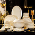 Hua Yang Shi Guang ivory and gold bone china dinnerware full set