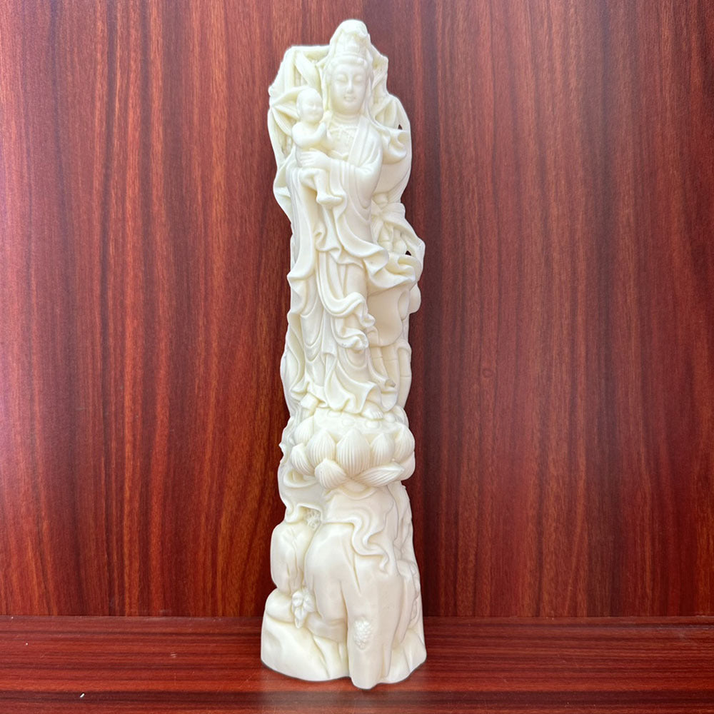 Ivory nut Buddhist statue carving from multi-style collection, tagua vegetable ivory for shelf, study and tea room display