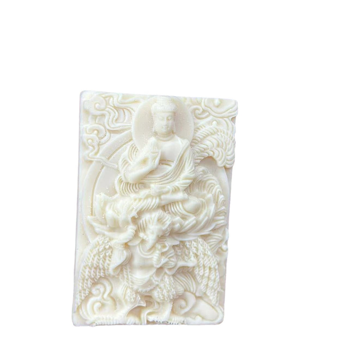 Ivory nut Dainichi Nyorai Vairocana Buddhist pendant with guardian figure, tagua vegetable ivory Chinese carving