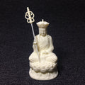 Ivory nut Ksitigarbha Bodhisattva statue with lotus seat and monk staff, Chinese Buddhist home decor