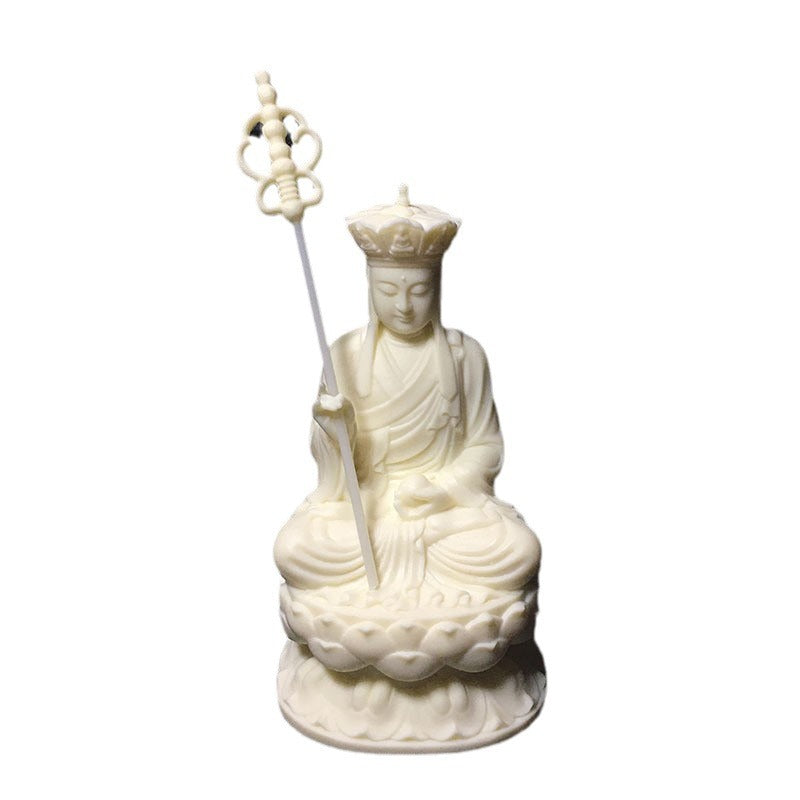 Chinese Ksitigarbha Bodhisattva ivory nut carving with lotus pedestal for meaningful spiritual gift and display