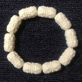 Ivory nut lotus barrel bead bracelet, tagua vegetable ivory carved lotus beads approximately 2.3 × 1.3 cm each