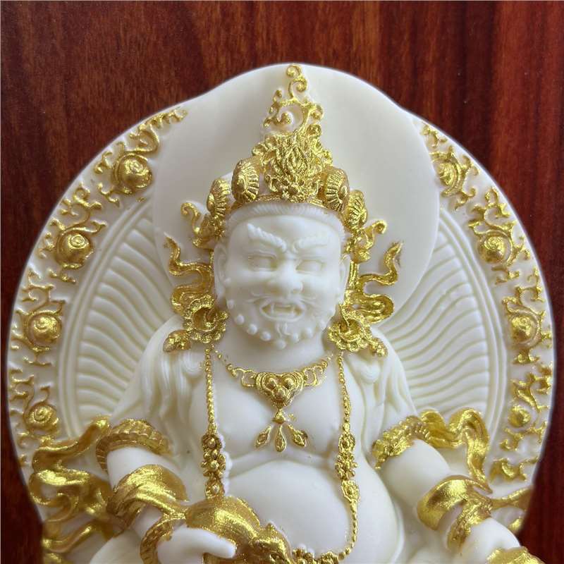 Small natural ivory nut Yellow Wealth God statue, tagua vegetable ivory desktop and tea room decor