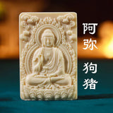 Ivory Nut Chinese Zodiac Guardian Buddha Pendant Collection – Tagua / Vegetable Ivory Benshimingfo Carvings, 12 Zodiac Signs
