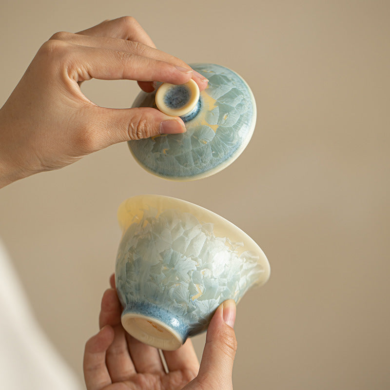 Crystalline Glaze Kiln-Transformed Sancai Gaiwan - 170ml