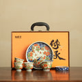 Red & Green Polychrome Floral Hovering Gaiwan Tea Ceremony Set