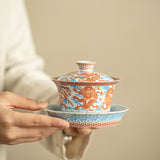 Iron-Red Nine Dragons Horseshoe Sancai Gaiwan - 160ml