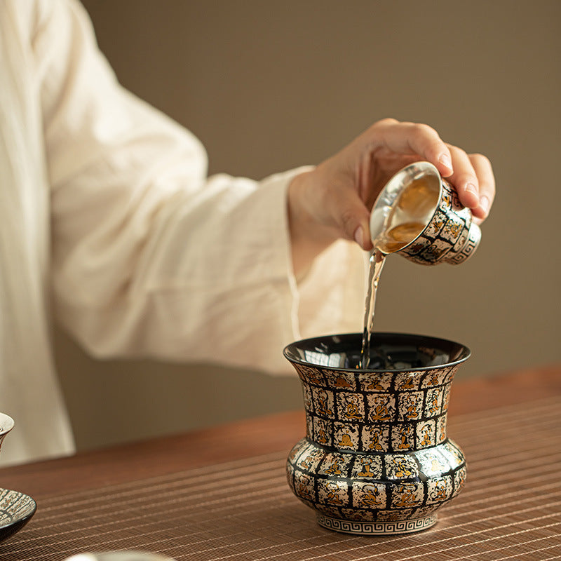 Thousand Buddhas Grottoes Pure Ag999  Silver-Gilded Tea Ceremony Set