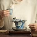 Yuan Blue & White Ru Ware Horseshoe Sancai Gaiwan - 160ml