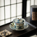 Flint Red Blue & White Butterfly & Lily Sancai Gaiwan - 160ml