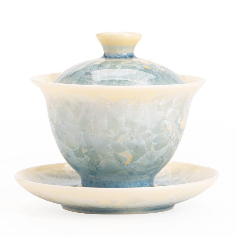 Crystalline Glaze Kiln-Transformed Sancai Gaiwan - 170ml