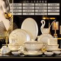 Jin Ge Si white and gold high-bone china dinnerware full gift set