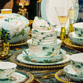Jin Yu Man Tang mint green and white floral bone china dinnerware set with gold-tone details