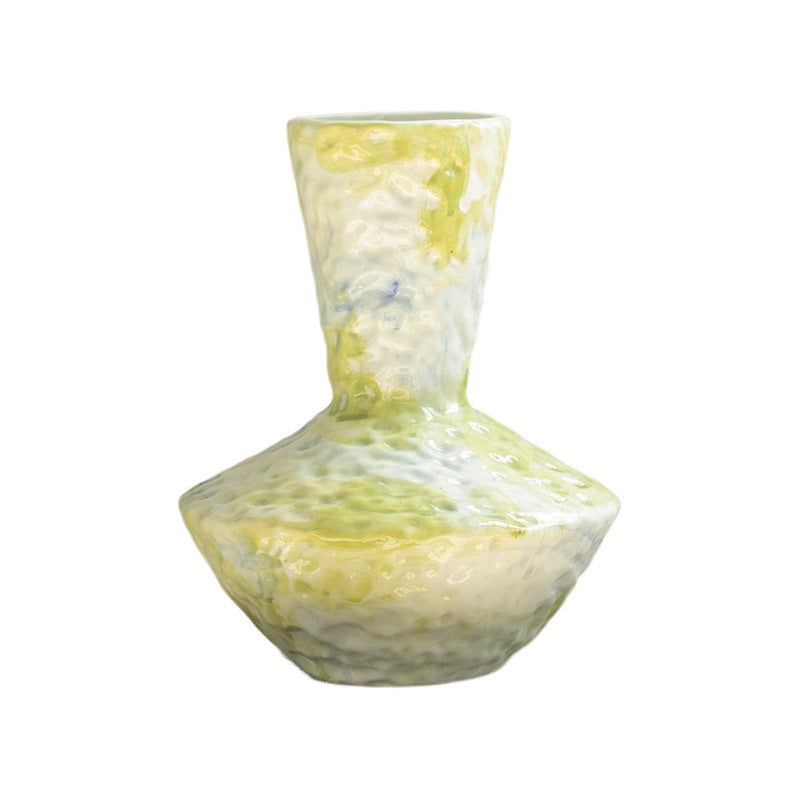 Jingdezhen blue-green textured ceramic vase, 30 cm high