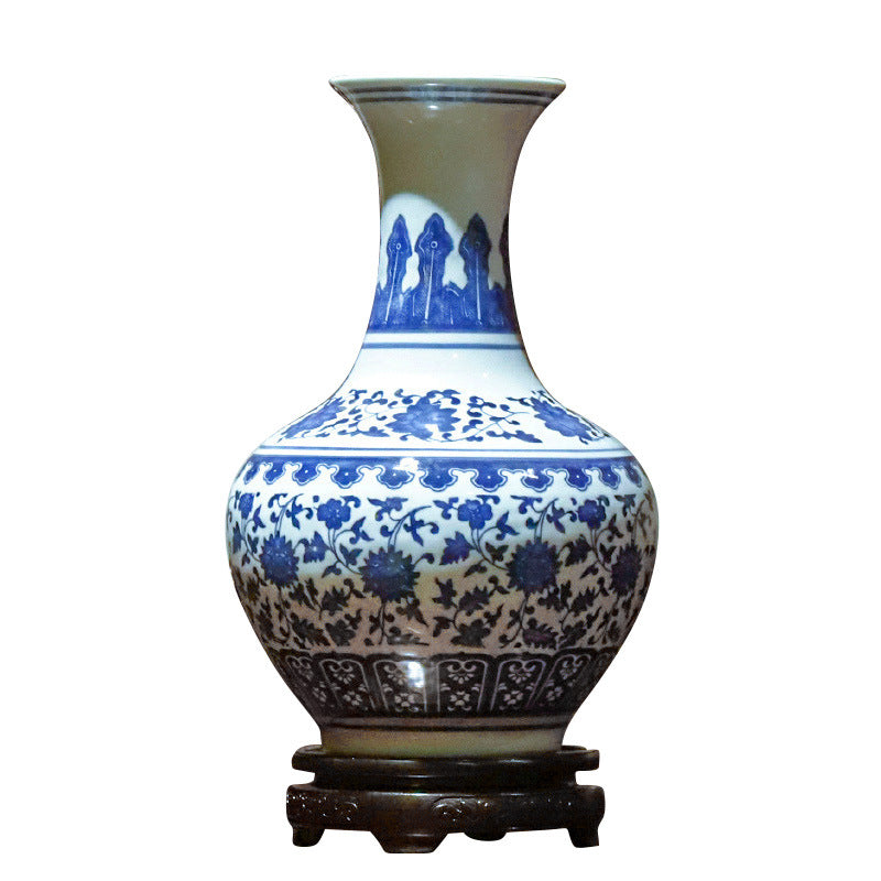 Jingdezhen underglaze blue lotus scroll porcelain vase collection
