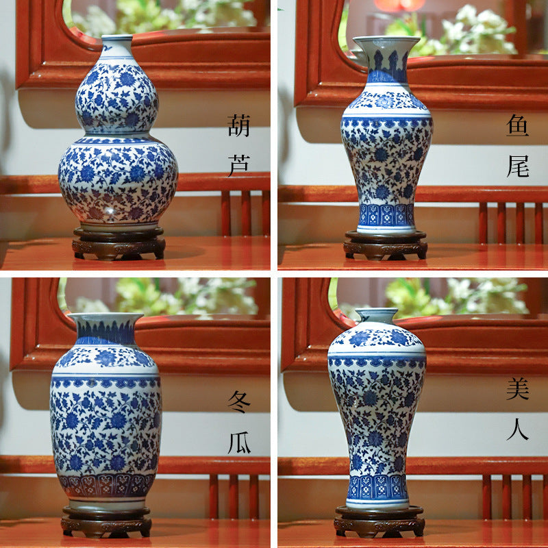 Four classic Chinese blue and white vase forms: Gourd, Fish-Tail, Winter Melon and Beauty