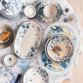 Lantang Weiyang blue floral high-temperature ceramic tableware with bowls, plates and serving platter in a styled place setting