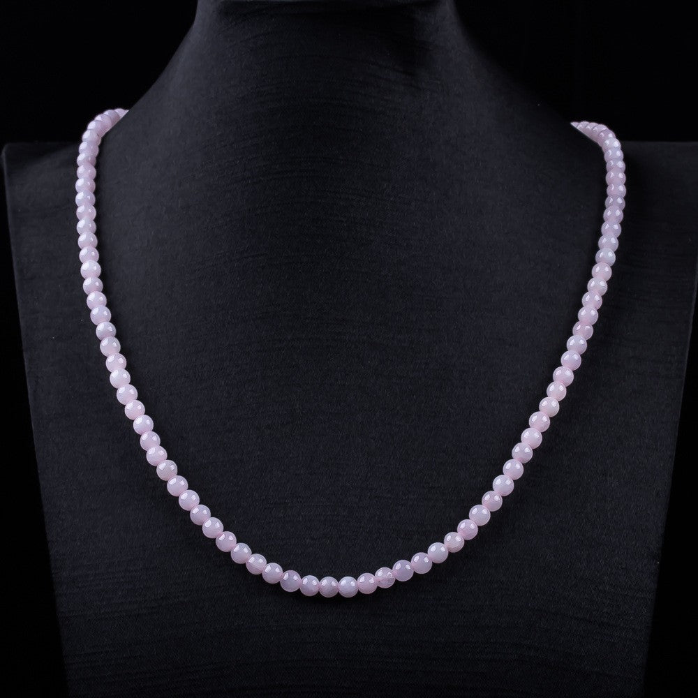 Certified natural lavender jadeite 6mm round bead necklace pale violet tone