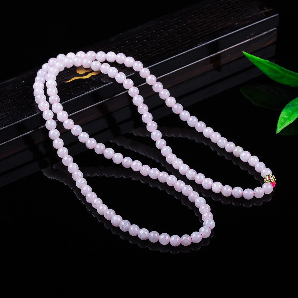 Natural lavender jadeite bead necklace polished 6mm round beads