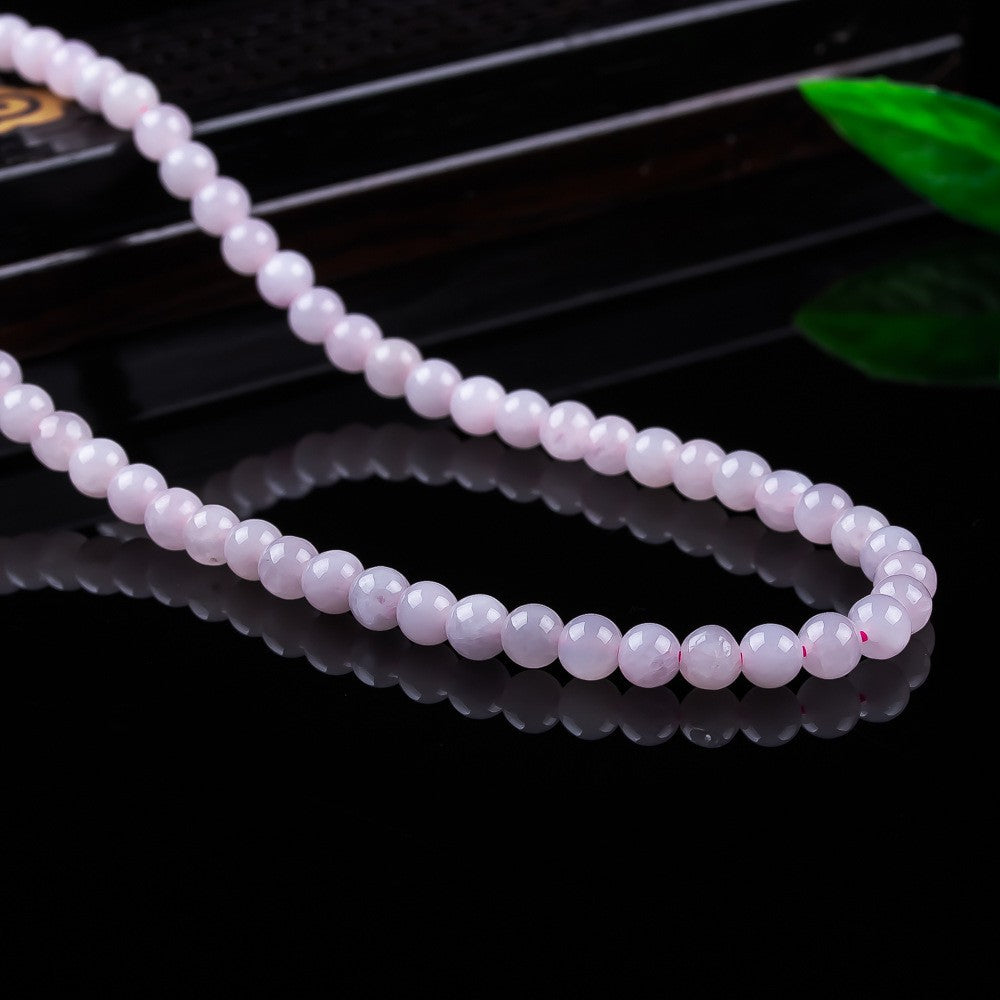 Certified lavender jadeite necklace glossy round bead finish