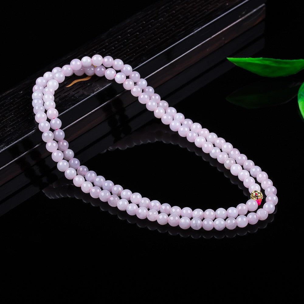 Natural violet jadeite bead necklace premium long strand jewelry