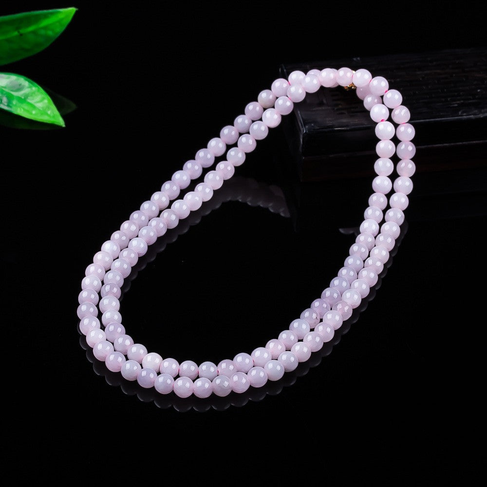 Certified lavender jadeite 6mm bead necklace gift jewelry